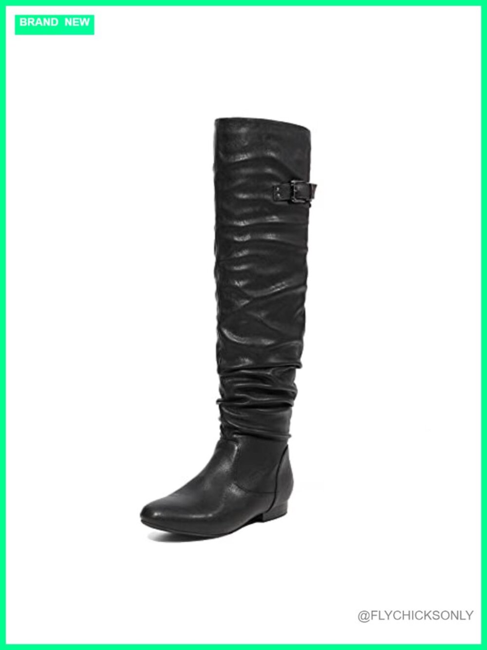 Women's Over The Knee Flat Boots Faux Leather Faux Fur Lined Slouch Thigh High